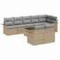 Preview: ARDEBO.de - 9-teiliges Garten-Sofa-Set mit Kissen in schwarzem Poly-Rattan, 2-Sitzer Garten-Sofa mit Stauraum und Kissen in beige Poly-Rattan
