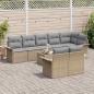 Preview: 9-teiliges Garten-Sofa-Set mit Kissen in schwarzem Poly-Rattan, 2-Sitzer Garten-Sofa mit Stauraum und Kissen in beige Poly-Rattan