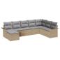 Preview: ARDEBO.de - 8 Teile Garten Sofa Set mit Kissen Beige Poly Rattan, 2-Sitzer Garten Sofa mit Stauraum & Kissen Beige Poly Rattan