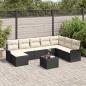 Preview: ARDEBO.de - 8-teiliges Garten Sofa Set mit Kissen Braun Poly Rattan, 2-Sitzer Garten Sofa mit Stauraum & Kissen Schwarz Poly Rattan