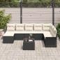 Preview: 8-teiliges Garten Sofa Set mit Kissen Braun Poly Rattan, 2-Sitzer Garten Sofa mit Stauraum & Kissen Schwarz Poly Rattan