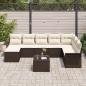 Preview: 8-teiliges Garten Sofaset mit Kissen Grau Poly Rattan, 2-sitziges Garten Sofa mit Stauraum & Kissen Braun Poly Rattan
