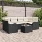 Preview: ARDEBO.de - 7-teiliges Garten-Sofa-Set mit Kissen Schwarz Poly-Rattan, 2-Sitzer Garten-Sofa mit Stauraum & Kissen Schwarz Poly-Rattan