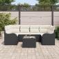 Preview: 7-teiliges Garten-Sofa-Set mit Kissen Schwarz Poly-Rattan, 2-Sitzer Garten-Sofa mit Stauraum & Kissen Schwarz Poly-Rattan