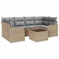 Preview: 7-teiliges Garten Sofa Set mit Kissen Beige Poly Rattan, 2-Sitzer Garten Sofa mit Stauraum & Kissen Beige Poly Rattan