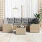 Preview: 7-teiliges Garten Sofa Set mit Kissen Beige Poly Rattan, 2-Sitzer Garten Sofa mit Stauraum & Kissen Beige Poly Rattan