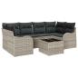 Preview: 7-teiliges Garten-Sofa-Set mit Kissen Hellgrau Poly Rattan, 2-Sitzer Garten-Sofa mit Stauraum & Kissen Hellgrau Poly Rattan