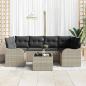 Preview: 7-teiliges Garten-Sofa-Set mit Kissen Hellgrau Poly Rattan, 2-Sitzer Garten-Sofa mit Stauraum & Kissen Hellgrau Poly Rattan