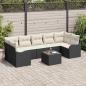 Preview: ARDEBO.de - 8-teiliges Garten-Sofa-Set mit Kissen Schwarz Poly Rattan, 2-Sitzer Garten-Sofa mit Stauraum & Kissen Schwarz Poly Rattan