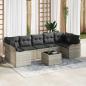 Preview: ARDEBO.de - 8-teiliges Garten Sofa Set mit Kissen Hellgrau Poly Rattan, 2-Sitzer Garten Sofa mit Stauraum & Kissen Hellgrau Poly Rattan