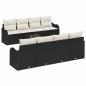 Preview: 9-teiliges Garten Sofa Set mit Kissen Schwarz Poly Rattan, 2-Sitzer Garten Sofa mit Stauraum & Kissen Schwarz Poly Rattan