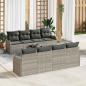 Preview: ARDEBO.de - 9-teiliges Garten Sofa Set mit Kissen Hellgrau Poly Rattan, 2-Sitzer Garten Sofa mit Stauraum & Kissen Hellgrau Poly Rattan