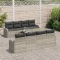 Preview: 9-teiliges Garten Sofa Set mit Kissen Hellgrau Poly Rattan, 2-Sitzer Garten Sofa mit Stauraum & Kissen Hellgrau Poly Rattan