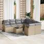 Preview: ARDEBO.de - 9-teiliges Garten-Sofa-Set mit Kissen in Beige Poly Rattan, 2-Sitzer Garten-Sofa mit Stauraum und Kissen in Beige Poly Rattan