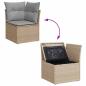 Preview: 9-teiliges Garten-Sofa-Set mit Kissen in Beige Poly Rattan, 2-Sitzer Garten-Sofa mit Stauraum und Kissen in Beige Poly Rattan