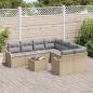 Preview: 9-teiliges Garten-Sofa-Set mit Kissen in Beige Poly Rattan, 2-Sitzer Garten-Sofa mit Stauraum und Kissen in Beige Poly Rattan