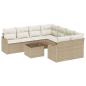 Preview: 9-teiliges Garten Sofa Set mit Kissen Beige Poly Rattan, 2-Sitzer Garten Sofa mit Stauraum & Kissen Beige Poly Rattan