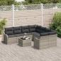 Preview: 9-teiliges Garten Sofa Set mit Kissen Hellgrau Poly Rattan, 2-Sitzer Garten Sofa mit Stauraum & Kissen Hellgrau Poly Rattan