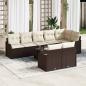 Preview: ARDEBO.de - 8-teiliges Garten-Sofa-Set mit Kissen Grau Poly-Rattan, 2-Sitzer Garten-Sofa mit Stauraum & Kissen Braun Poly-Rattan