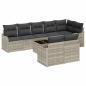Preview: 9-teiliges Garten Sofa Set mit Kissen Grau Poly Rattan, 2-Sitzer Garten Sofa mit Stauraum & Kissen Hellgrau Poly Rattan