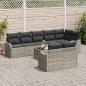 Preview: 9-teiliges Garten Sofa Set mit Kissen Grau Poly Rattan, 2-Sitzer Garten Sofa mit Stauraum & Kissen Hellgrau Poly Rattan