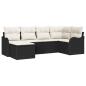 Preview: 6-teiliges Garten Sofa Set mit Kissen Schwarzes Poly Rattan, 2-Sitzer Garten Sofa mit Stauraum & Kissen Schwarzes Poly Rattan