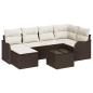 Preview: 6-teiliges Garten-Sofa Set mit Kissen Grau Poly Rattan, 2-Sitzer Garten-Sofa mit Stauraum & Kissen Braun Poly Rattan