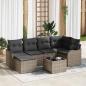 Preview: ARDEBO.de - 6-teiliges Garten Sofa Set mit Kissen Schwarzes Poly Rattan, 2-Sitzer Garten Sofa mit Stauraum & Kissen Graues Poly Rattan