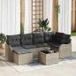 Preview: ARDEBO.de - 7-teiliges Garten-Sofa-Set mit Kissen Grau Poly-Rattan, 2-Sitzer Garten-Sofa mit Stauraum & Kissen Hellgrau Poly-Rattan