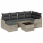 Preview: 7-teiliges Garten-Sofa-Set mit Kissen Grau Poly-Rattan, 2-Sitzer Garten-Sofa mit Stauraum & Kissen Hellgrau Poly-Rattan