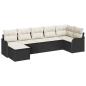 Preview: 7-teiliges Garten Sofa Set mit Kissen Schwarz Poly Rattan, 2-Sitzer Garten Sofa mit Stauraum & Kissen Schwarz Poly Rattan