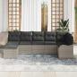 Preview: 7-teiliges Garten-Sofa-Set mit Kissen Hellgrau Poly Rattan, 2-Sitzer Garten-Sofa mit Stauraum & Kissen Hellgrau Poly Rattan