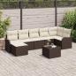 Preview: ARDEBO.de - Gartensofa-set 8 stk. Braun und Weiß Poly-Rattan