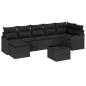 Preview: ARDEBO.de - 8-teiliges Garten-Sofa-Set mit Kissen Beige Poly Rattan, 2-Sitzer Garten-Sofa mit Stauraum & Kissen Schwarz Poly Rattan