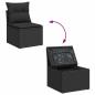 Preview: 6-teiliges Garten-Sofa-Set mit Kissen Schwarz Poly Rattan, 2-Sitzer Garten-Sofa mit Stauraum & Kissen Schwarz Poly Rattan