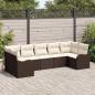 Preview: ARDEBO.de - 7-teiliges Garten Sofa Set mit Kissen Braun Poly Rattan, 2-Sitzer Garten Sofa mit Stauraum & Kissen Braun Poly Rattan