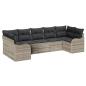 Preview: 7-teiliges Garten Sofa Set mit Kissen Hellgraues Poly Rattan, 2-Sitzer Garten Sofa mit Stauraum & Kissen Hellgraues Poly Rattan