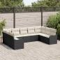 Preview: ARDEBO.de - 9-teiliges Garten Sofa Set mit Kissen schwarzes Poly Rattan, 2-Sitzer Garten Sofa mit Stauraum & Kissen schwarzes Poly Rattan
