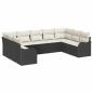 Preview: 9-teiliges Garten Sofa Set mit Kissen schwarzes Poly Rattan, 2-Sitzer Garten Sofa mit Stauraum & Kissen schwarzes Poly Rattan