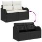 Preview: 9-teiliges Garten Sofa Set mit Kissen schwarzes Poly Rattan, 2-Sitzer Garten Sofa mit Stauraum & Kissen schwarzes Poly Rattan