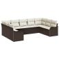 Preview: 9 Teiliges Garten Sofa Set mit Kissen Braun Poly Rattan, 2-Sitzer Garten Sofa mit Stauraum & Kissen Braun Poly Rattan