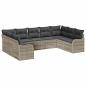Preview: 9-teiliges Garten Sofa Set mit Kissen Hellgrau Poly Rattan, 2-Sitzer Garten Sofa mit Stauraum & Kissen Hellgrau Poly Rattan