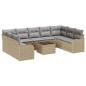 Preview: 10-teiliges Garten Sofa Set mit Kissen Schwarz Poly Rattan, 2-Sitzer Garten Sofa mit Stauraum & Kissen Beige Poly Rattan