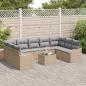 Preview: 10-teiliges Garten Sofa Set mit Kissen Schwarz Poly Rattan, 2-Sitzer Garten Sofa mit Stauraum & Kissen Beige Poly Rattan