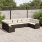 Preview: 10 Teile Garten Sofa Set mit Kissen Braun Poly Rattan, 2-Sitzer Garten Sofa mit Stauraum & Kissen Braun Poly Rattan
