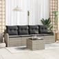 Preview: ARDEBO.de - 5-teiliges Garten-Sofa-Set mit Kissen in Hellgrau aus Poly-Rattan, 2-Sitzer Garten-Sofa mit Stauraum & Kissen in Hellgrau aus Poly-Rattan
