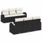 Preview: 7-teiliges Garten Sofa Set mit Kissen Schwarz Poly-Rattan, 2-Sitzer Garten Sofa mit Stauraum & Kissen Schwarz Poly-Rattan