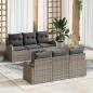 Preview: ARDEBO.de - 7-teiliges Garten Sofa Set mit Kissen Grau Poly Rattan, 2-Sitzer Garten Sofa mit Stauraum & Kissen Grau Poly Rattan