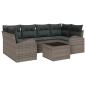 Preview: ARDEBO.de - 7-teiliges Garten Sofa Set mit Kissen Grau Poly Rattan, 2-Sitzer Garten Sofa mit Stauraum & Kissen Grau Poly Rattan