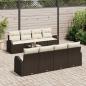 Preview: 9-teiliges Garten-Sofa Set mit Kissen Braun Poly Rattan, 2-Sitzer Garten-Sofa mit Stauraum & Kissen Braun Poly Rattan